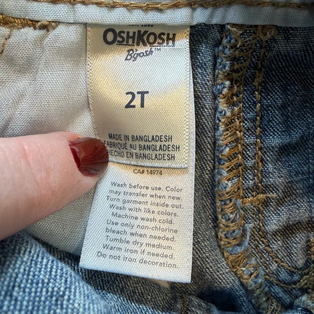 Vintage OSH KOSH B'Gosh Vestbak Blue Jean Patchwork Denim Overalls 2T